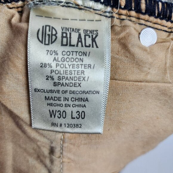 Vintage Genes Black Jeans Mens 30x30 Blue Slim Fit French Terry Denim NWT - Picture 12 of 12